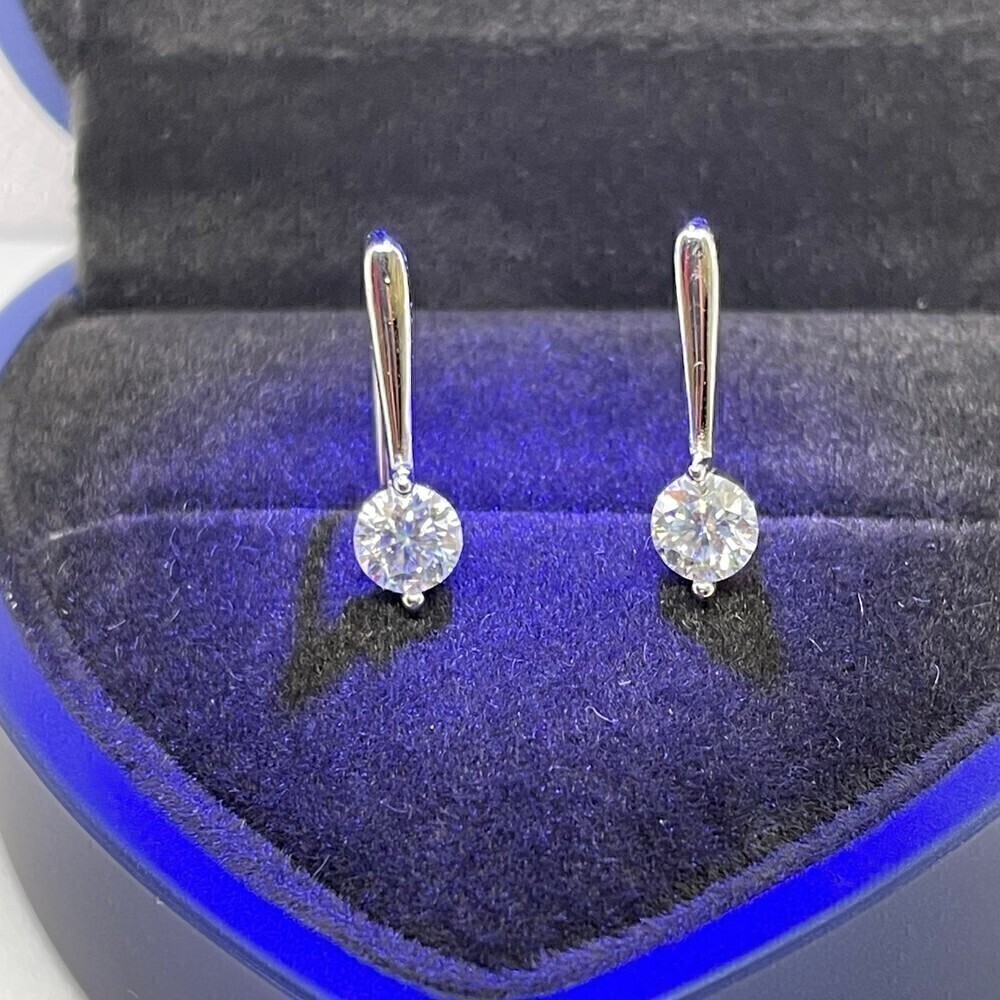 Moissanite Earrings GRA Certified Drop Earrings 18K 925 Silver Round Cut